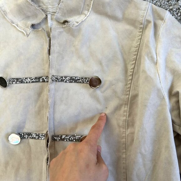 Womens Sz L/XL Ivory Military-Style Jacket With Decorative Buttons - Picture 3 of 10
